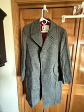 VTG London Fog Trench Coat Men's 40 Short Tweed Wool 4 Button Overcoat USA Made