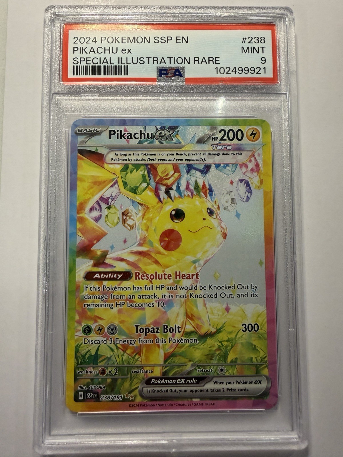 PSA 9 2024 Pokémon Surging Sparks 238 Pikachu ex Special Illustration Rare MINT