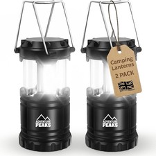 Camping Lantern Battery Operated 300 Lumen Collapsible Night Light Tent Lamp X2