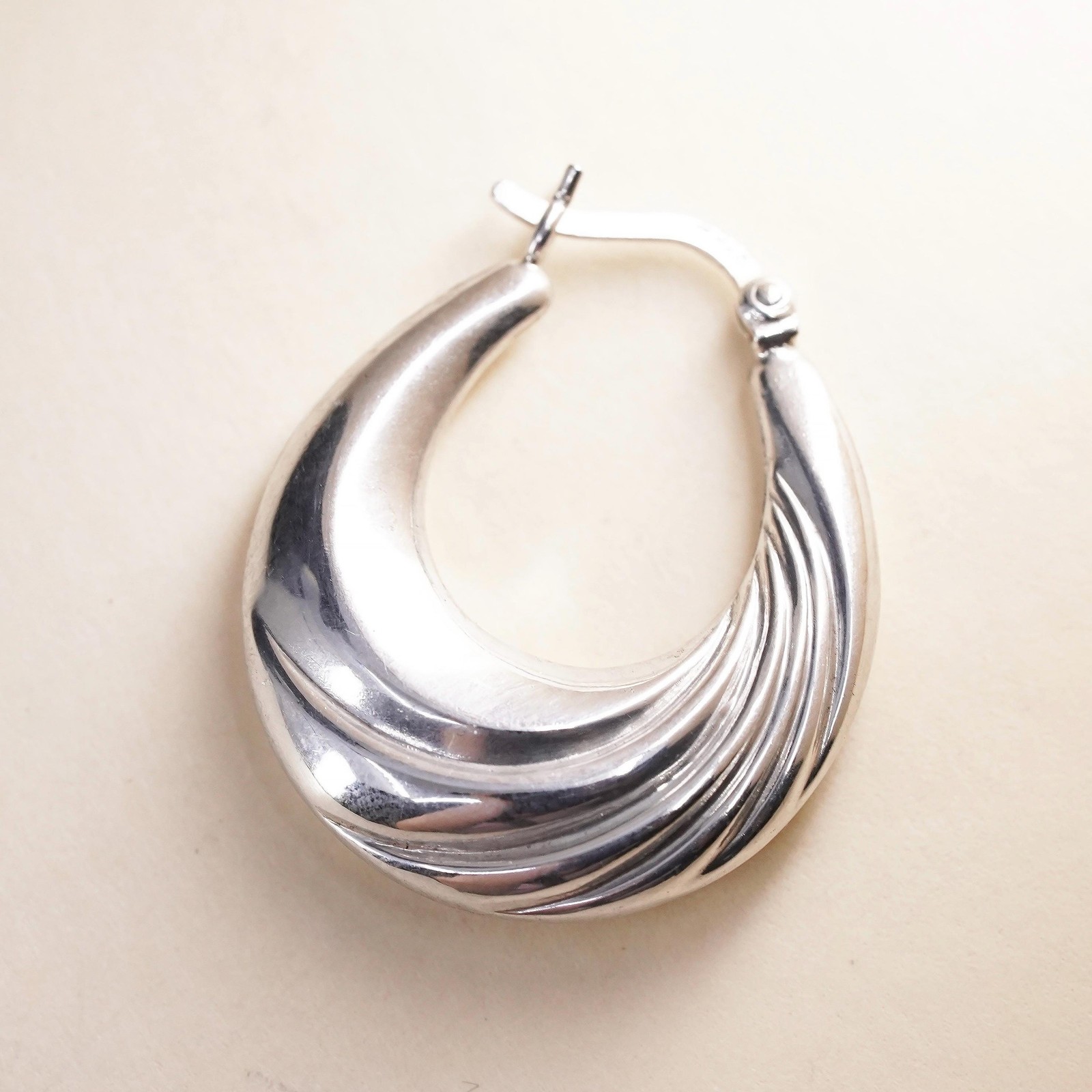 SINGLE EARRING 1", sterling silver loop single ea… - image 1