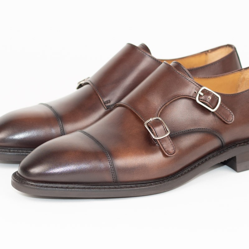Berwick 1707 Men's Double Monk Strap Shoes, Dark Brown, Size Berwick 1707 Men's Double Monk Strap Shoes, Dark Brown, Size