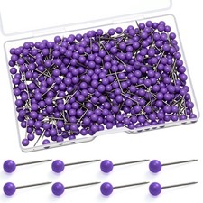 WILLBOND 500 Pack Purple Map Push Pins Map Tacks Small Round Thumb Tacks 1/6in