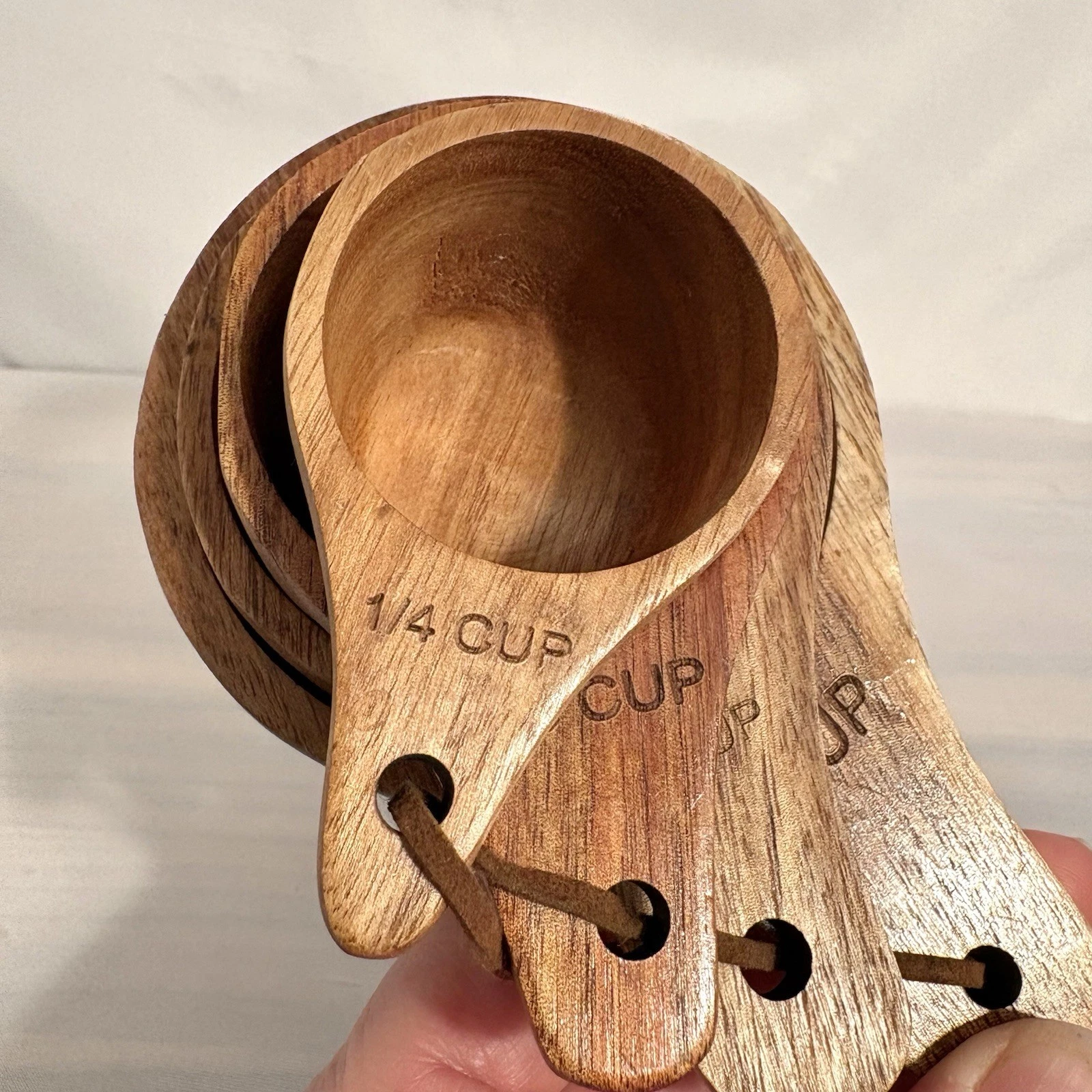 Nesting Wood Wooden Measuring Cups Set Of 4 Rustic Country Kitchen Boho