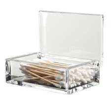 Clear Acrylic Qtip Holder Bathroom Cotton Swab Dispenser.
