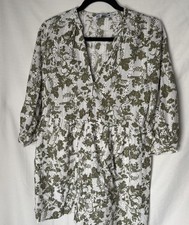 Zara Swing Dress Womens Small Green Embroidered Floral Eyelet Trapeze Mini Boho