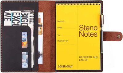 Robrasim Leather Cover for 6''x9'' Steno Notebook, Folio 6''x9'', Coffee 