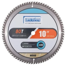 Luckyway 10 Inch Miter/Table Saw Blades 80T Ultra Finish 10 80T, Silver 