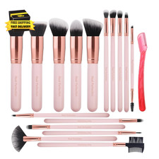 Makeup Brush Set 16 Pcs with 1 Eyebrow Razor Premium Synthetic Foundation Powder