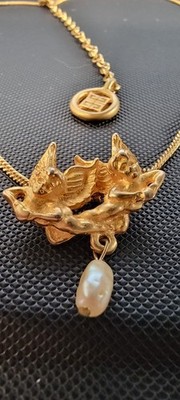 Givenchy Vintage Gold Angel Pearl Necklace Japan