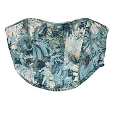 Floral Jacquard Corset Top Lace-Up Boned Blue Green Pink White Size L