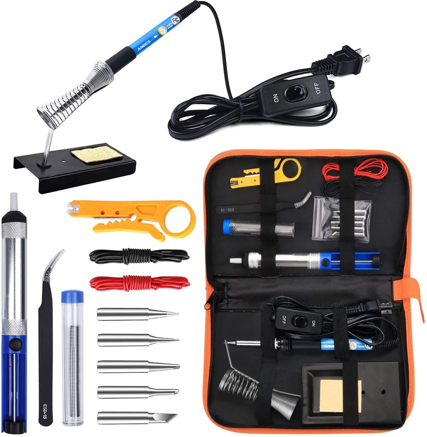 Soldering Iron Kit Electronics, 60W Adjustable Temperature Welding Tool, 5pcs...
