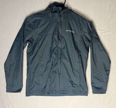 Columbia Omni Tech Hooded Windbreaker Jacket Men s Size Medium Green Full Zip