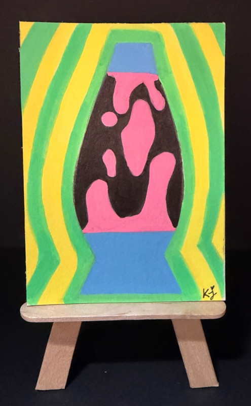 Original ACEO Acrylic Lava Lamp Molten Magenta Vintage 70s- wanderingfromreality