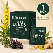 1 PACK BETTERBRAND Better Lungs Detox Caffeine Free Herbal Tea 45 Tea Bags