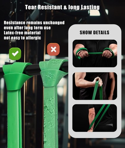 Heavy Duty Resistance Bands Set 5 Loop for Gym Exercise Pull up Fitness Workout - Picture 3 of 7