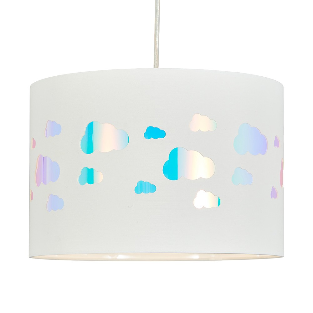 Litecraft Glow Light Shade Iridescent Clouds Easy Fit Ceiling Lampshade - White