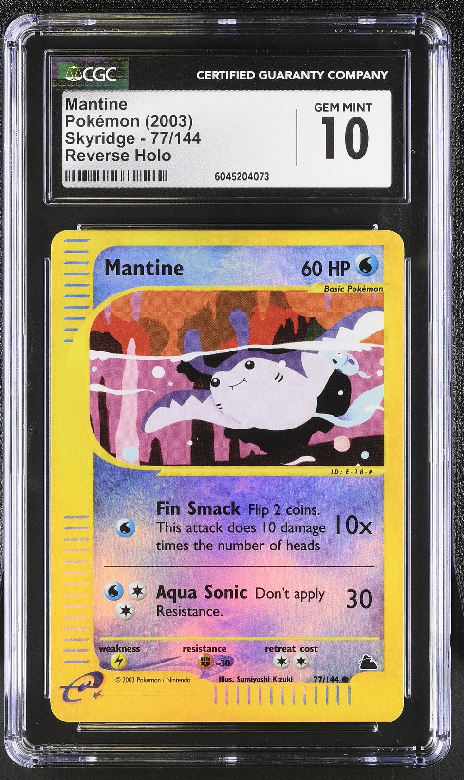 CGC 10 GEM MINT Mantine 2003 Skyridge 77/144 Reverse Holo Pokemon Card psa