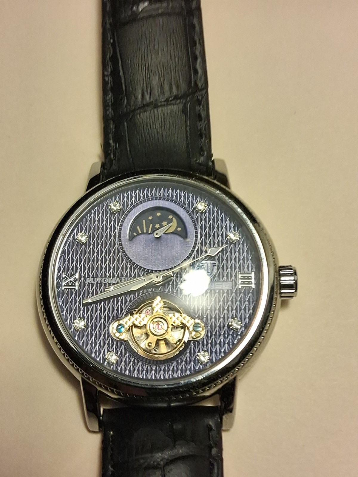 AUTOMATIC Mechanical tevise Watch Moonphase Trans… - image 2