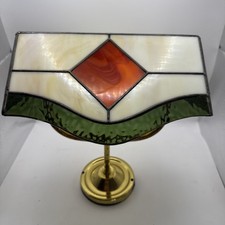 Title: Tiffany Style Stained Glass Bankers Lamp Desk Light Geometric Design