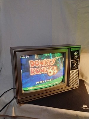  Vintage 1983 Sharp Linytron 13'' CRT TV Television Retro Gaming WoodGrain W/RCA