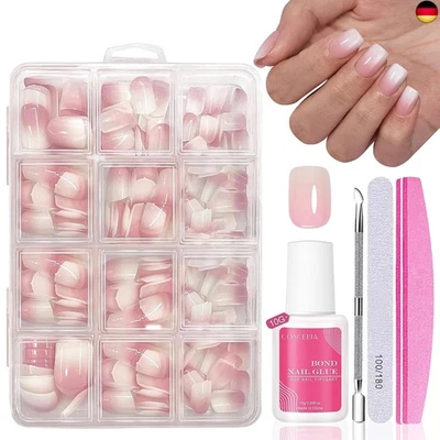 MRCUVARYAS Nagel Tips Set - 240 Stück Französisch Falsche Nägel Zum Aufkleben - Weiß Rosa G