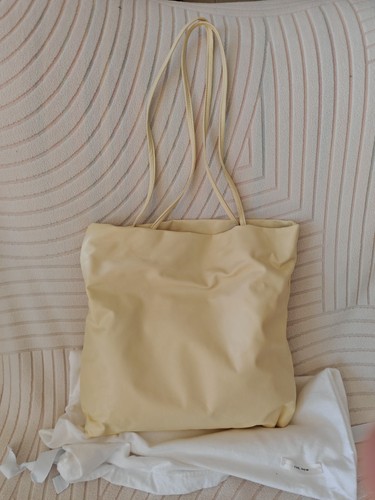 The Row leather shopping tote bag light yellow