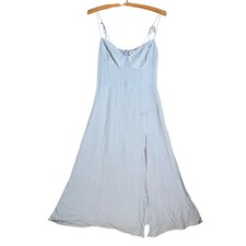 Reformation Juliette Midi Dress Size 8 Light Powder Mineral Blue Slit Chiffon
