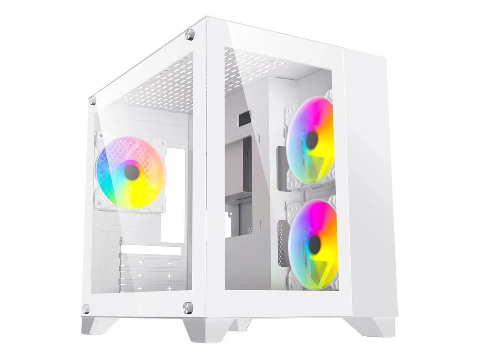DIYPC ARGB-Q3.R2-W White USB3.0 / Type C Tempered Glass Micro ATX Gaming - Image 2 of 4