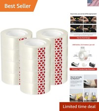 12 Rolls Clear Transparent Tape Refills, 3/4" x 1000" - Easy Tear  Glossy Fi...