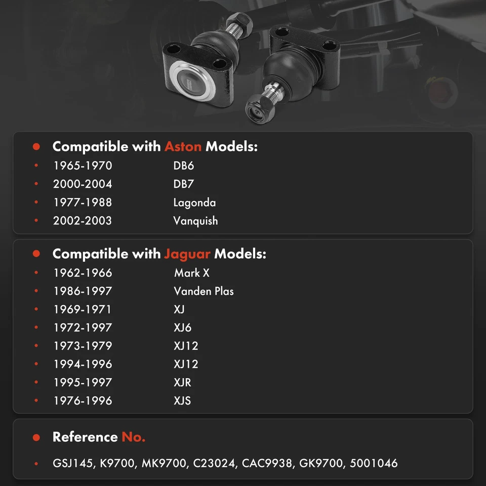 2x Rótula superior delantera para Jaguar XJ 1969-1971 XJ12 XJ6 XJS XJR Aston Martin Foto 2 de 4