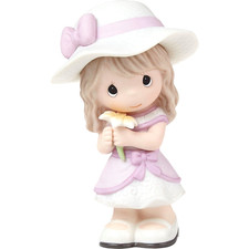 ⌘SALE⌘ New PRECIOUS MOMENTS Porcelain Figurine DAFFODIL Rejoice Lilac Bow Dress