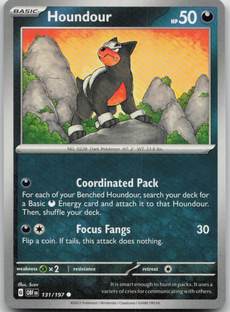 Houndour 131/197 Common Obsidian Flames Pokemon Near Mint