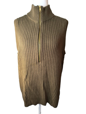 NWT- Talbots Women's Cable Knit Half-Zip Mock Neck Sweater Vest Green Size XL