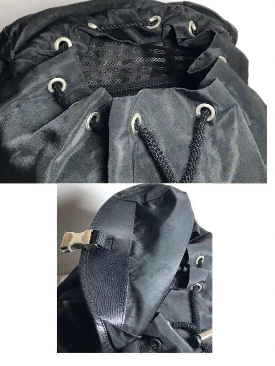 Excellent Condition PRADA Nylon x Leather Triangle Plate Backpack  V 164 Model thumbnail 6