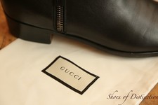 Gucci stivali neri in pelle con zip e punta argento scarpe uomo UK 9,5 US 10,5 EU 43,5