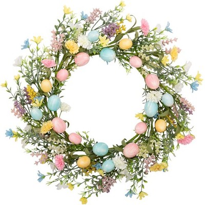 18 inch Easter Wreath Artificial Easter Egg Wreath for Front Door Easter Door...