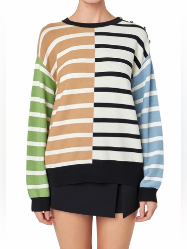 English Factory Mixed Stripe Sweater Size Medium