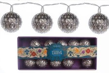 Christmas tree lights vintage retro style KASBAH SILVER ball LED set of 10 xmas