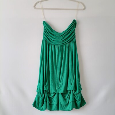 NWT Pink Rose Womens Kelly Green Strapless Ruched Fit And Flare Dress Size  M | eBay