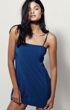 NEW FREE PEOPLE Sz S ANDY MINI SLIP DRESS SOLID TEAL GREEN BLUE $78
