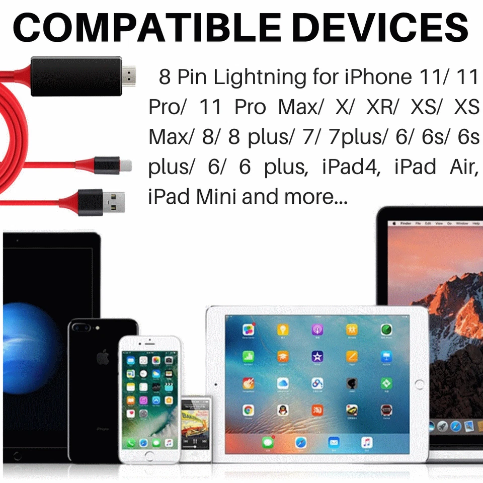 Cable digital 1080P adaptador de teléfono a HDMI HDTV AV TV para iPhone 12/11/XR/8 iPad Foto 3 de 4