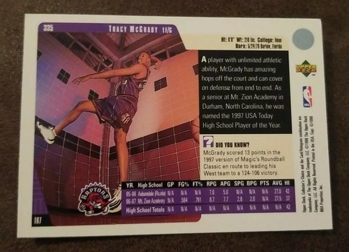 Tracy McGrady 1998 Upper Deck #335 Toronto Raptors - Bild 2 von 2