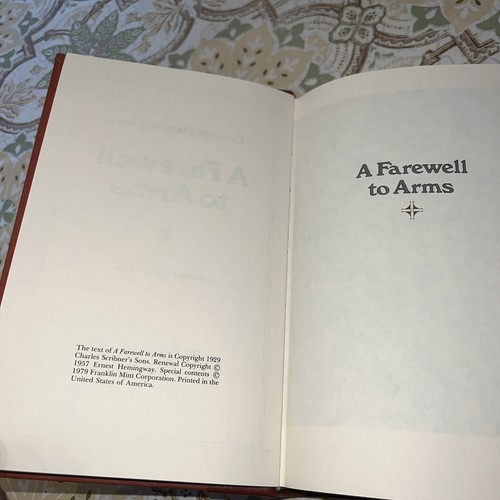 Ernest Hemingway A FAREWELL TO ARMS Franklin Library Heirloom Edition 1979 - Picture 6 of 6