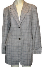 Ann Taylor Blazer Women Size 6 Wool Silk Blend Glenplaid Pattern Two Button