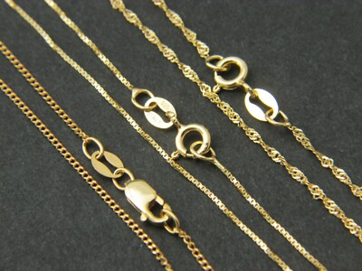 gold over sterling silver box chain curb chain wave chain 16inch to 30inch 