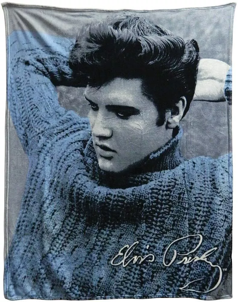 Elvis Presley Blue Sweater PLUSH SOFT blanket throw NEW