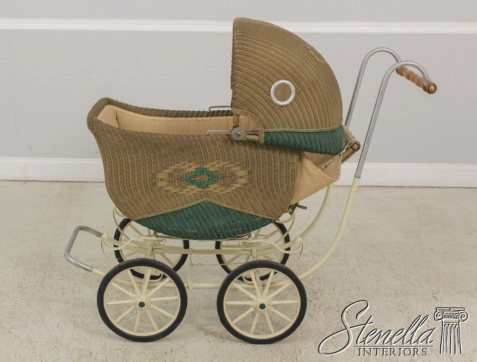 F58931EC: Vintage Victorian Era Wicker Baby Carriage - Image 3 of 4