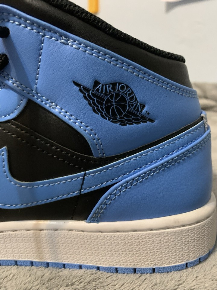 Air Jordan 1 Mid University Blue Black White DQ8423401 Men's Size 7