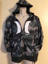 Hurley Boy's Size XL 18-20  Zip Hoodie Camo Logo 981819 Lightweight New Fleece