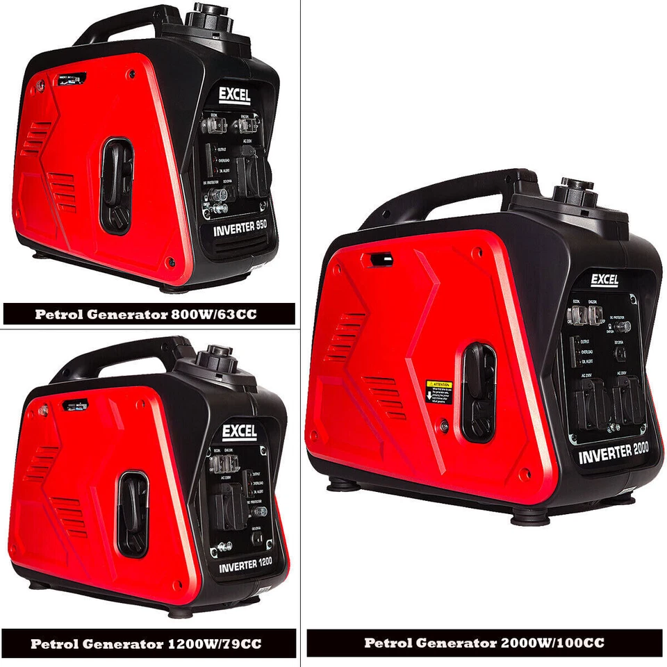 Excel Petrol Portable Generator Inverter 4-Stroke Engine Clean Power low Noise